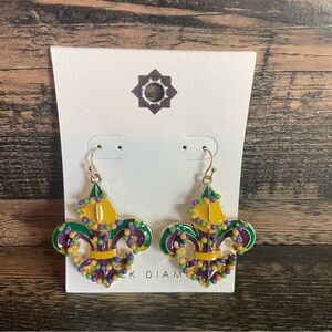 Black Diamond Mardi Gras Multicolor Fleur-de-Lis Earrings